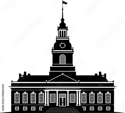 Independence Hall silhouette vector illustration