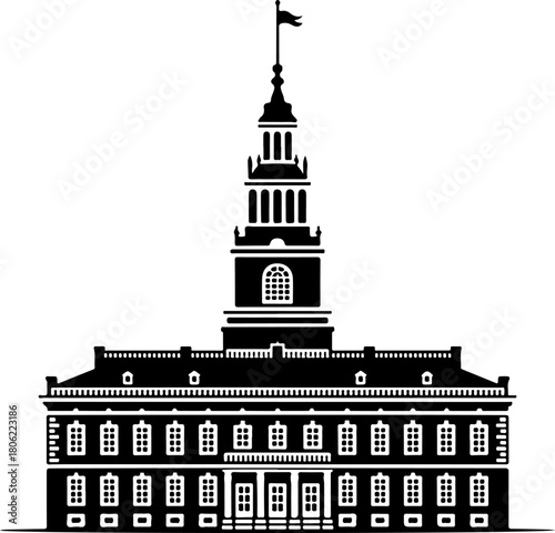 Independence Hall silhouette vector illustration