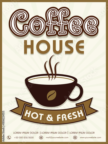 coffee house menu card design on vintage background