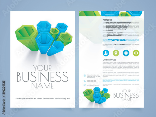 abstract two pages business flyer template or brochure design for professional present