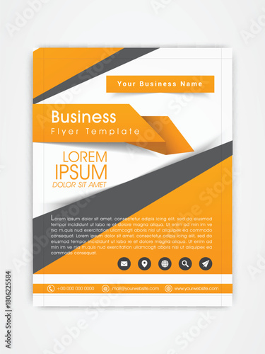 business flyer template or brochure design with web icons for corporate purpose