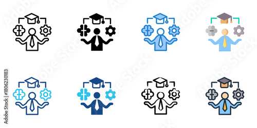 Job qualifications icon set multiple style collection 
