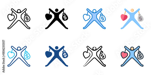 Job satisfaction icon set multiple style collection 
