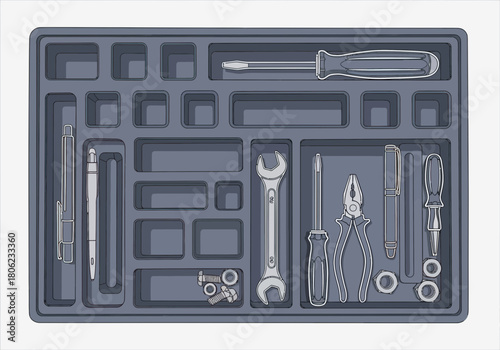Comprehensive Tool Set Arranged Inside Toolbox.