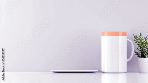 Wallpaper Mural workspace_scene_with_laptop_and_coffee_mug_on_solid_gray_back_6a6e3c2c-0307-459c-bf8d-8d9be62c49ea_1 Torontodigital.ca