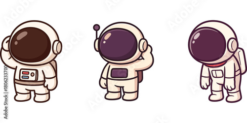 Ilustrasi dua astronot lucu berjalan di luar angkasa