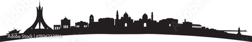 Algiers skyline silhouette with famous landmarks and buildings of algeria in africa