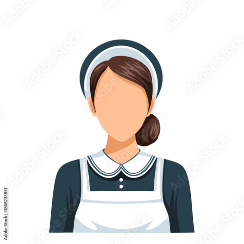 Illustration of a Faceless Woman in a Maid Costume