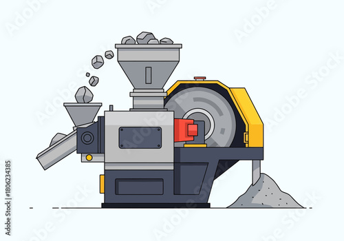 Heavy Duty Rock Crusher Machine in Operation.