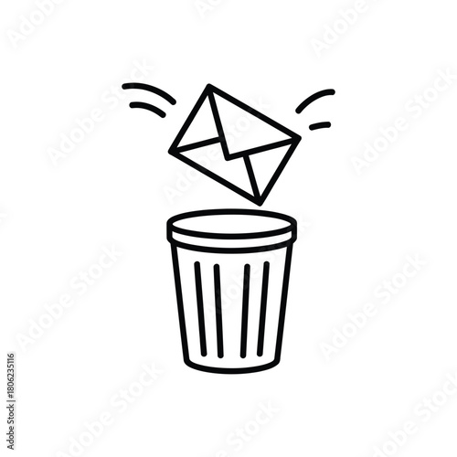 Email being thrown away into a trash can