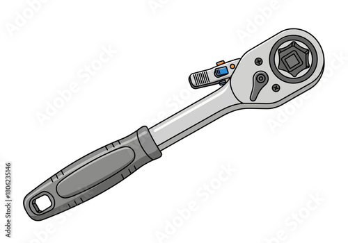 Ratchet Socket Wrench Hand Tool Illustration.