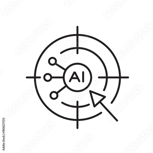 A vector icon representing AI-based holiday ad targeting and optimization, created in line style with editable stroke