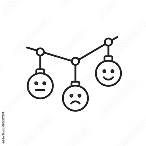 A vector icon representing AI sentiment analysis for emotional response tracking, created in line style with editable stroke