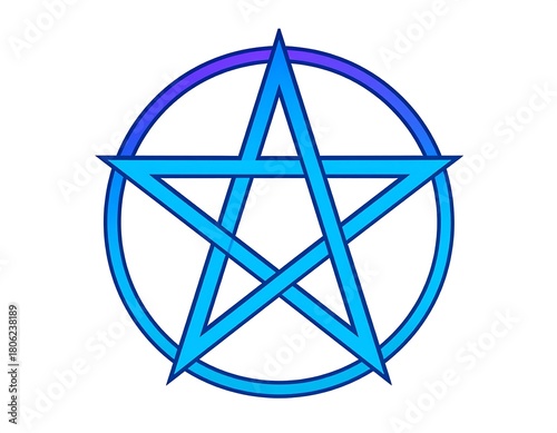 Captivating Blue Pentagram Design with a Circle, Symbol of Witchcraft