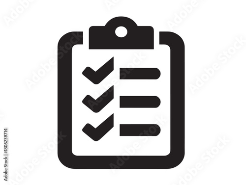 Stunning minimalist checklist symbol on a clean white background