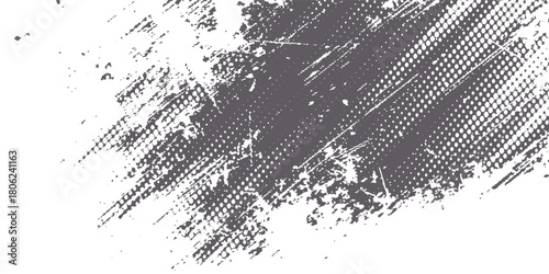 Vector abstract black brush art grunge texture paint strokes on white background