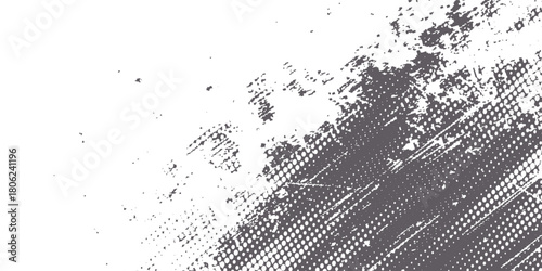 Vector abstract black brush art grunge texture paint strokes on white background