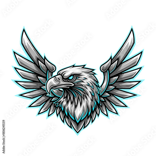 Impressive mechanical eagle design with stunning futuristic flair perfect for edgy logos, esports teams, and powerful branding, its vibrant and dynamic