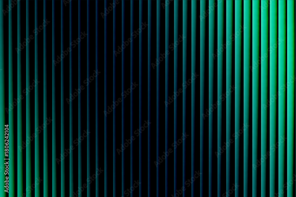 Fototapeta premium Abstract background of vertical dark blue and vibrant green glowing neon light bars creating a modern futuristic pattern texture