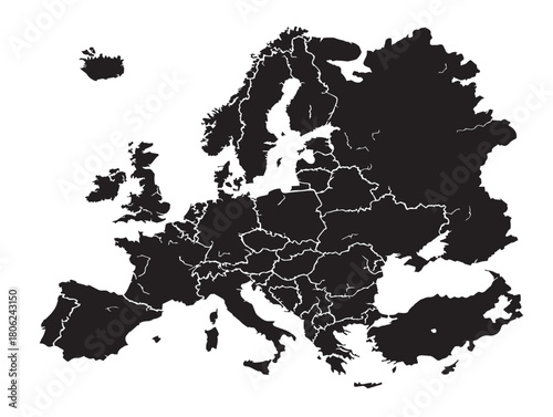 Beautiful Europe Map Icon Displaying Elegant Geographic Continent Outline  