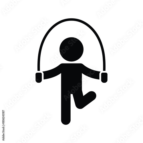 Silhouette of a person jumping rope in black and white