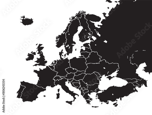 Elegant Europe Map Illustration Highlighting Beautiful Minimal Cartography  