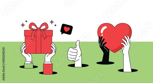 Giving and Receiving A Visual Metaphor of Gifts, Likes, and Love in a Community Setting