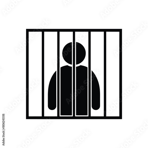 Silhouette of a person behind prison bars icon