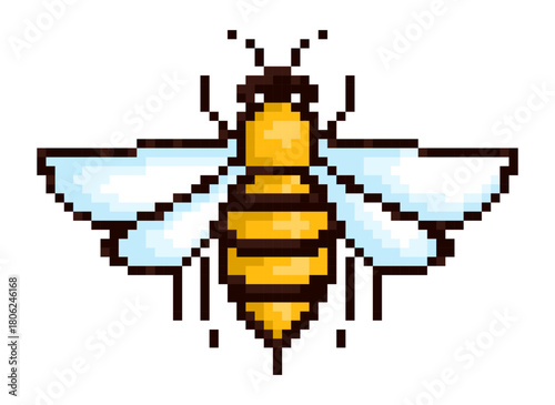 The pixel bee symbol in flight.
