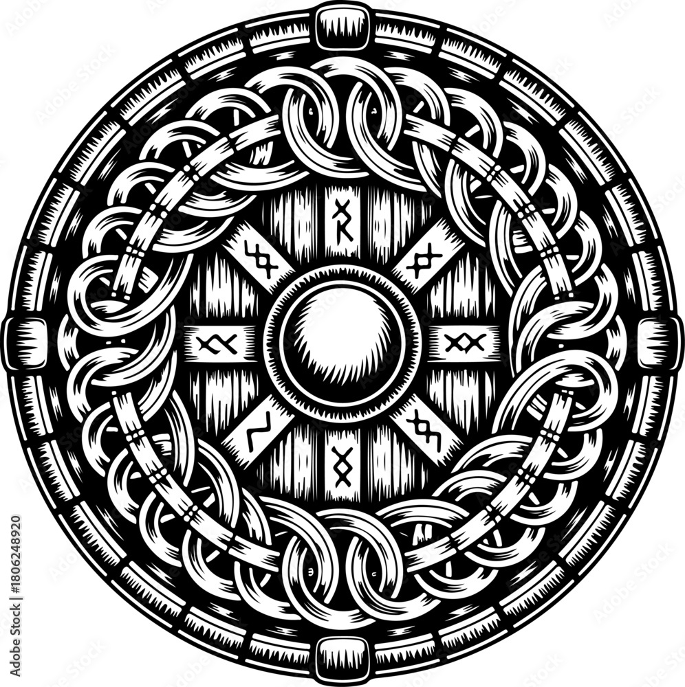Obraz premium Norse shield silhouette vector illustration
