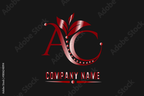 Elegant Red AC Logo Design