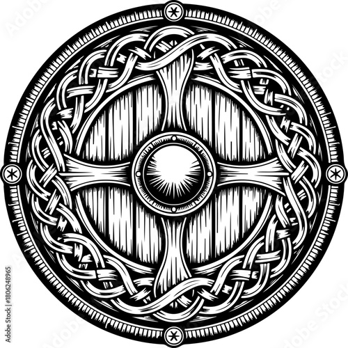 Norse shield silhouette vector illustration