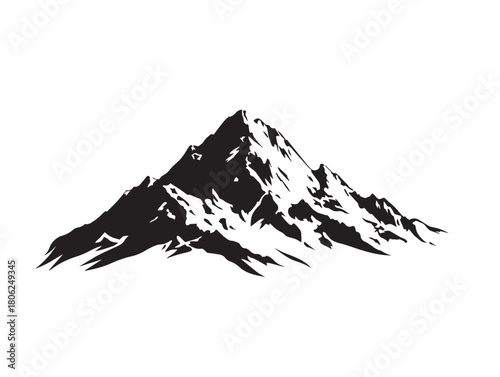 Gorgeous Mountain Silhouette Icon with Stunning Black and White Contrast