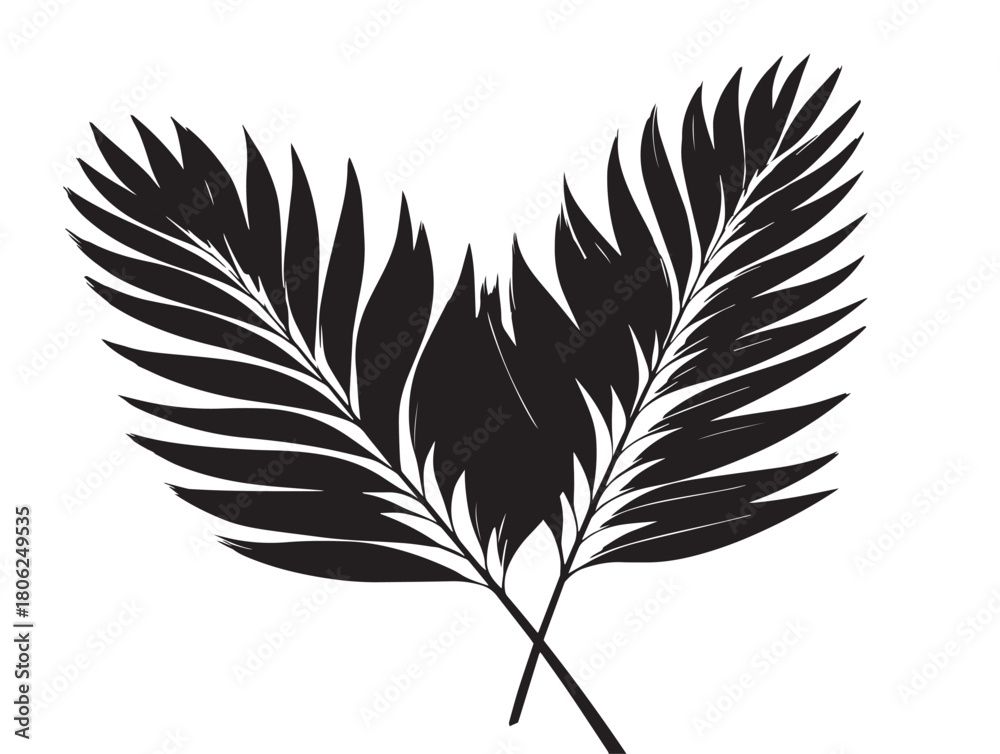 Obraz premium Stunning Palm Leaves Icon Illustration with Elegant Black and White Pattern