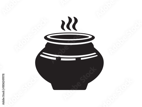 Gorgeous Pongal Celebration Symbol in Clean Simple Monochrome Illustration
