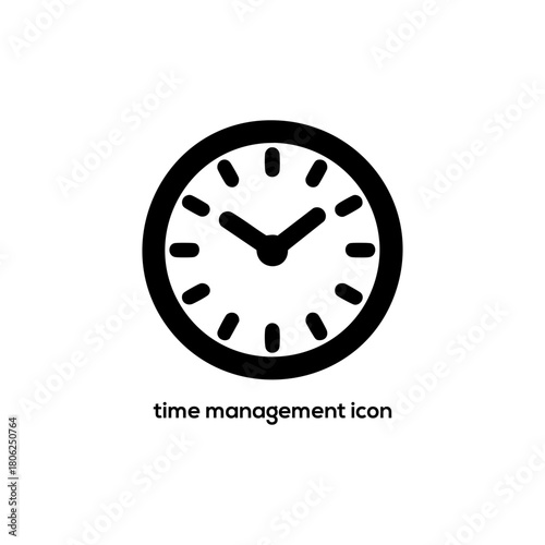 Classic round wall clock icon vector illustration representing time passing, schedule, deadline and office management concepts.