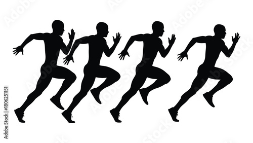 Running men silhouettes illustration isolated on white background, Vector