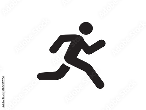 Gorgeous Stylish Runner Icon Graphic with Minimal Bold Black and White Style
