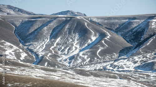 landscape, water, river, snow, mointain, stone.winter,stream.