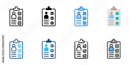 Assessment test icon set multiple style collection 
