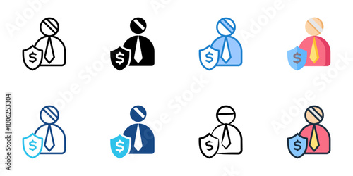 Compensation package icon set multiple style collection 
