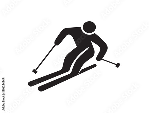 Gorgeous ski icon vector illustration with a nice and active cold weather symbol