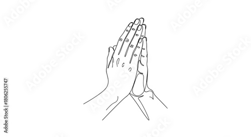 Hands clasped together in a gesture of prayer on white background  