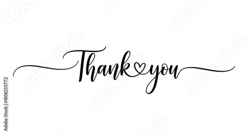 Thank you handwritten calligraphy on white background  