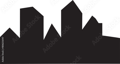 Black silhouette abstract geometric city skyline buildings on white background vector