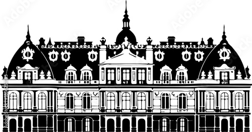 Palace of Versailles in France silhouette vector illustration