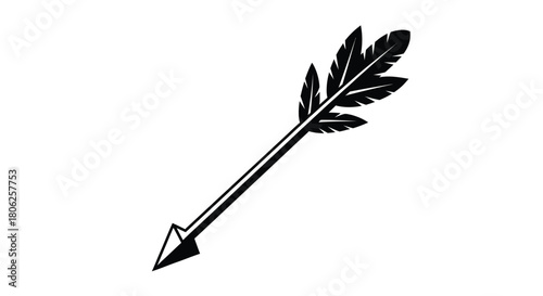 A simple black silhouette of an arrow with feathered fletching