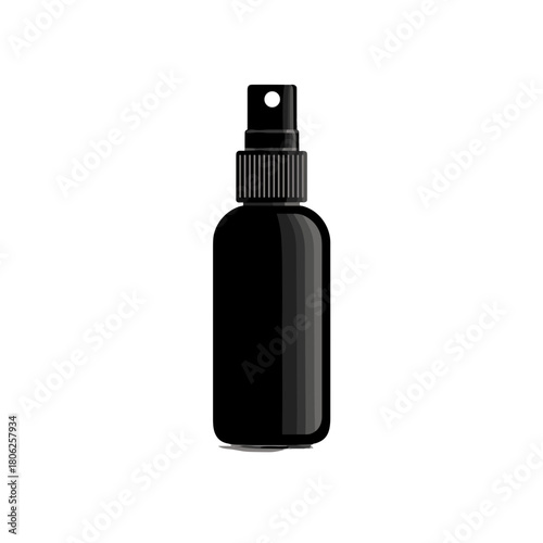 Spray bottle illustration in bold black and white minimal medical style