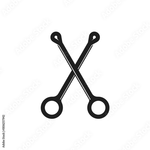 Crossed artery forceps in a minimal black and white medical instrument icon