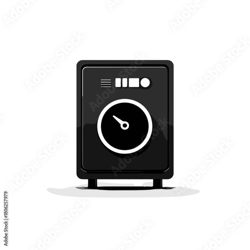 Vertical rectangular autoclave cabinet with a large front dial in black and white